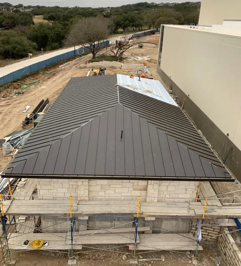 Metal roof new construction with scaffolding in Ben Lomond